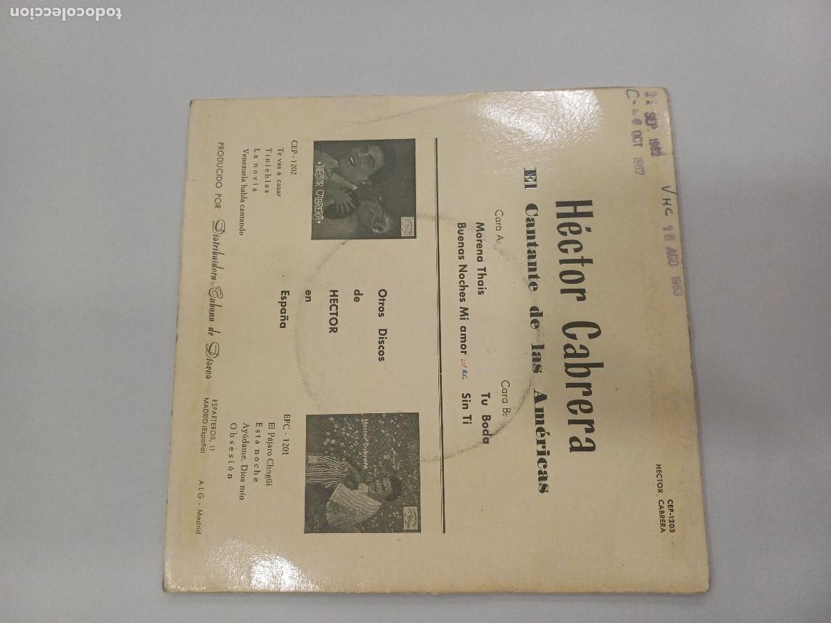 Discos de vinilo: HECTOR CABRERA/MORENA THAIS/SINGLE. - Foto 3
