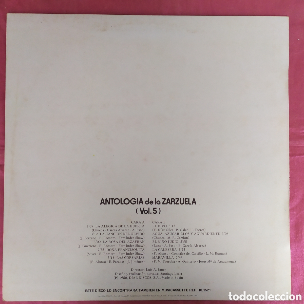 Discos de vinilo: Antolog&iacute;a de la Zarzuela 5 - Pasodobles - Foto 2