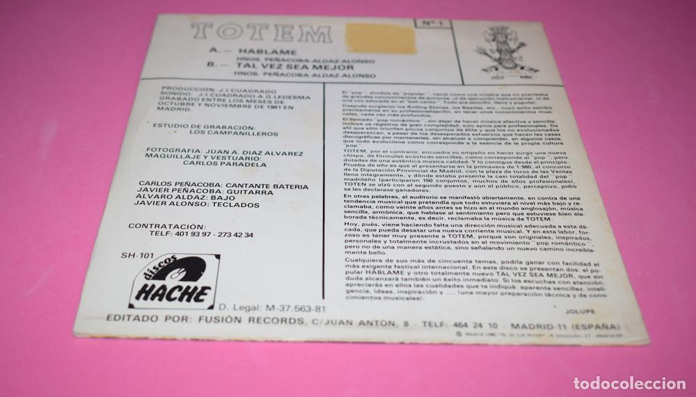 Discos de vinilo: Totem &ndash; Hablame - SINGLE 1981 - Foto 3