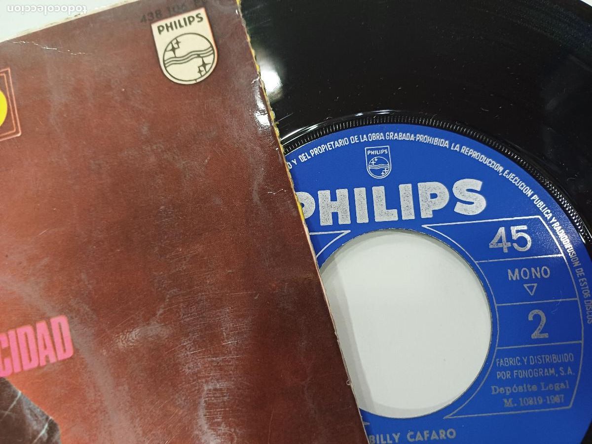 Discos de vinilo: BILLY CAFARO/LA FELICIDAD/SINGLE. - Foto 2