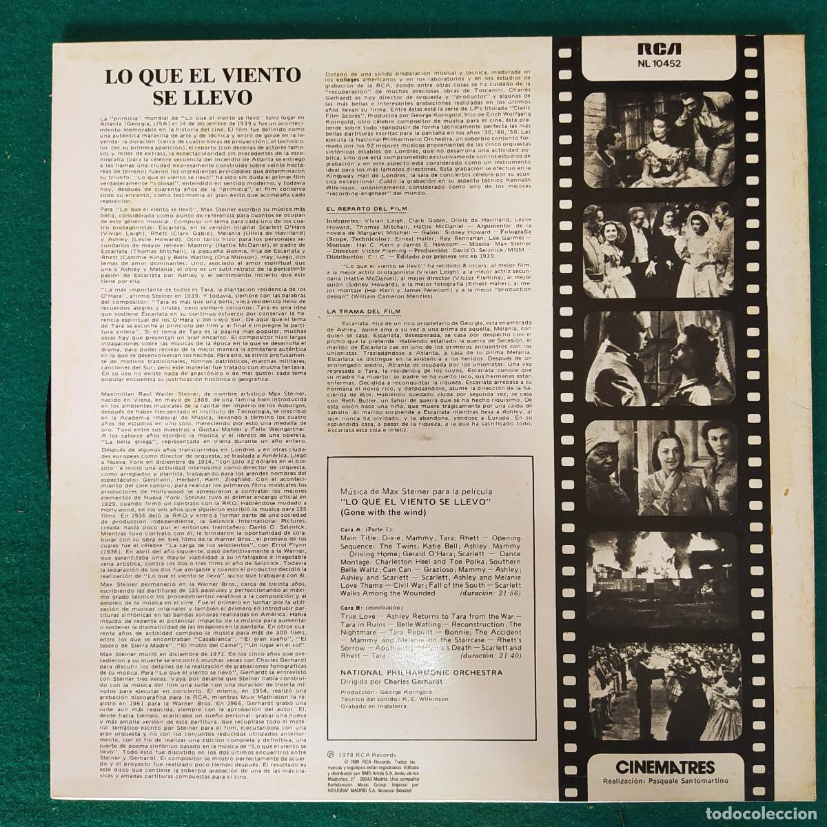 Discos de vinilo: Lo Que El Viento Se Llev&oacute; - Foto 2