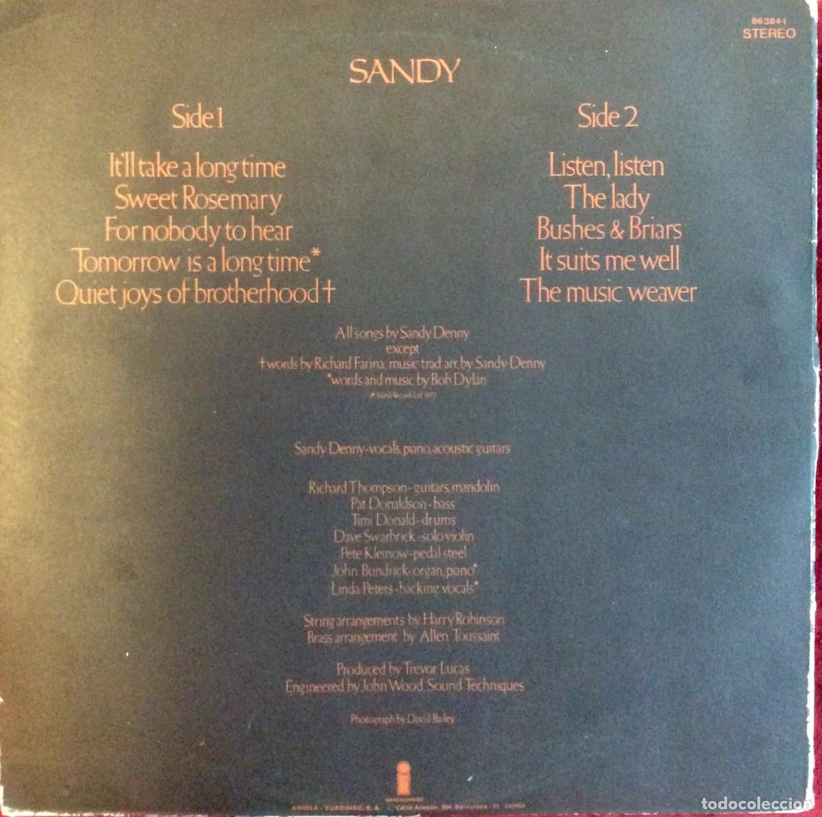 Discos de vinilo: Sandy Denny - Sandy /// Espa&ntilde;a 1972. Vg++/ex - Foto 3
