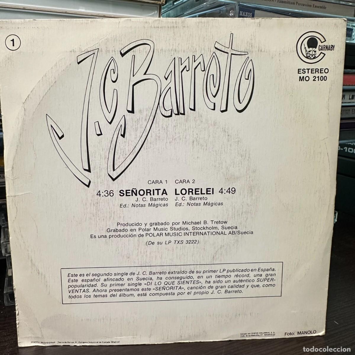 Discos de vinilo: J.C. Barreto - Se&ntilde;orita / Lorelei (7&rdquo;, Single) - Foto 2