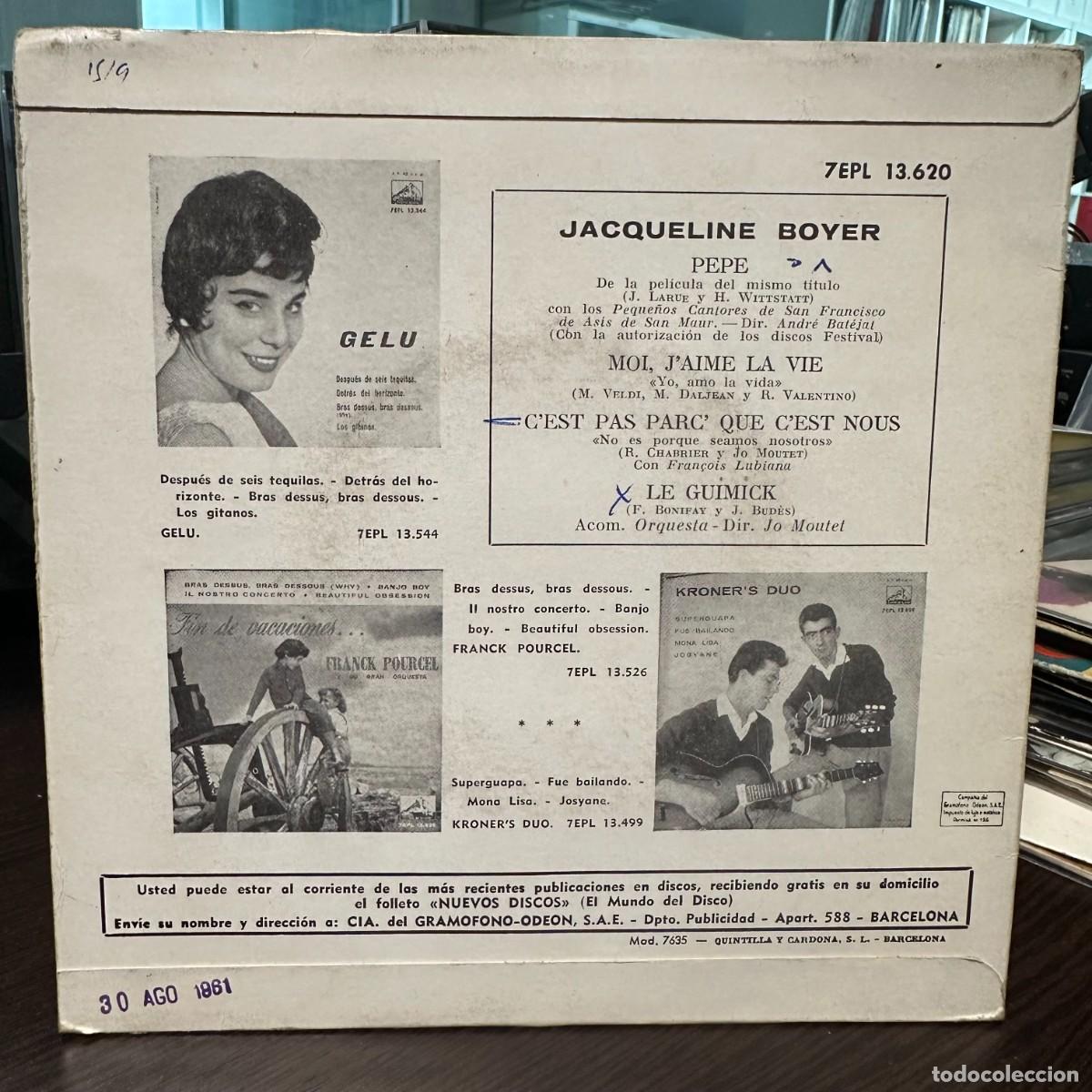 Discos de vinilo: Jacqueline Boyer - Pepe (7&rdquo;, EP) - Foto 2