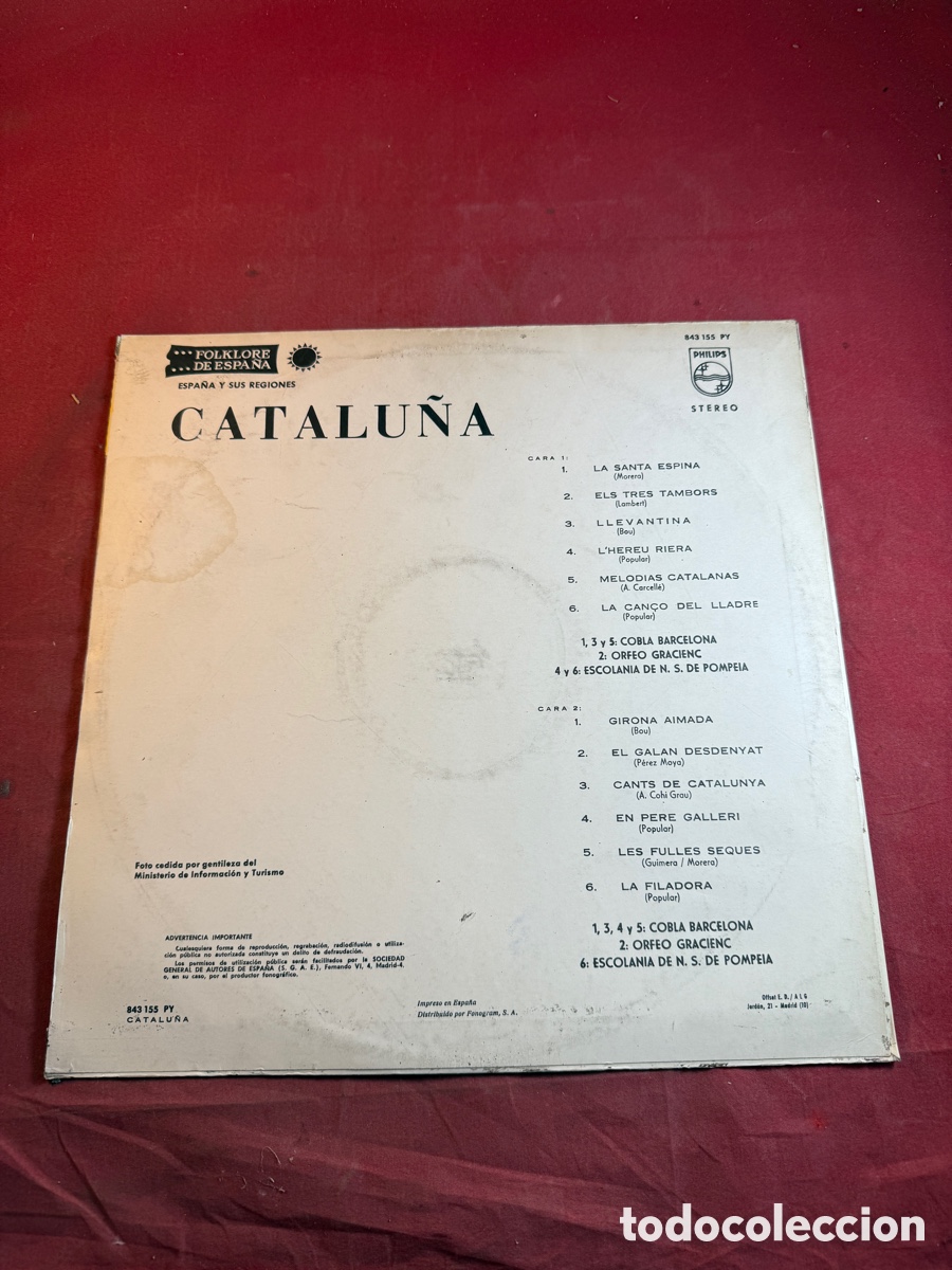 Discos de vinilo: CATALU&Ntilde;A FOLKLORE DE ESPA&Ntilde;A - Foto 2