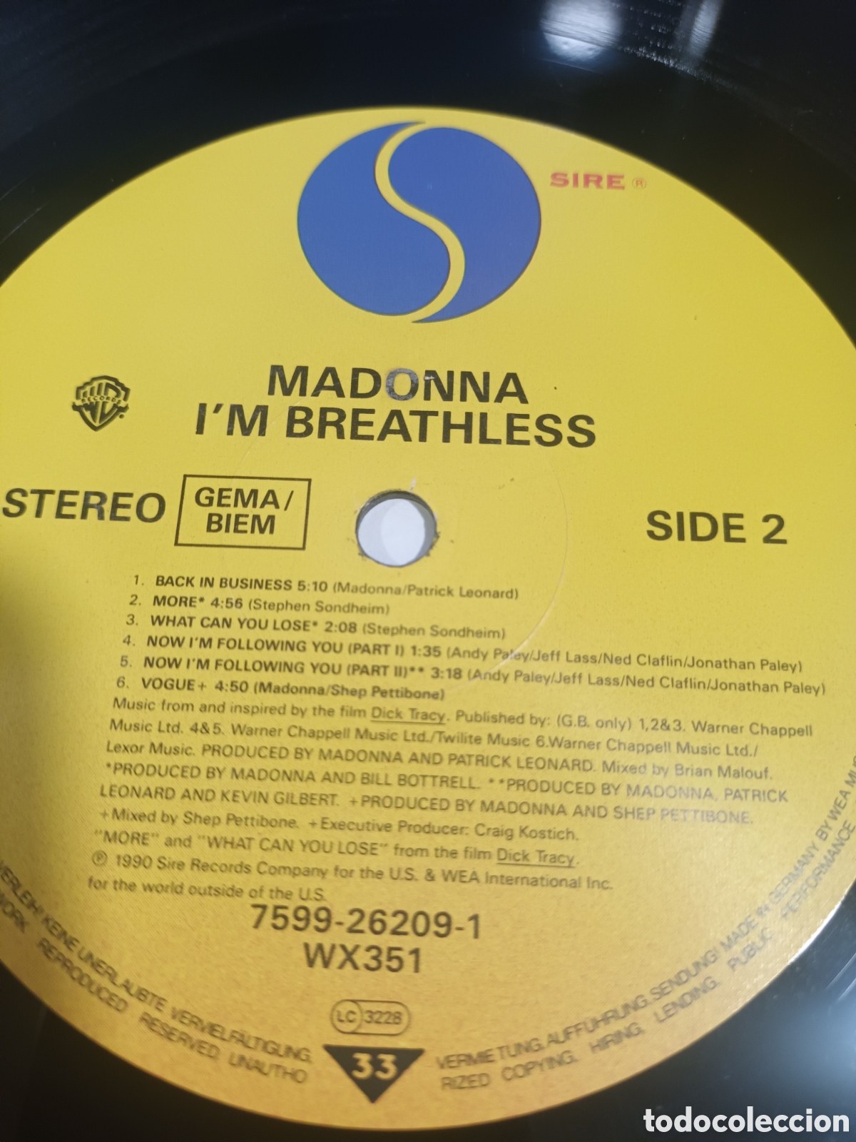 Discos de vinilo: Vinilo LP Madonna - Im Breathless DickTracy - Foto 6