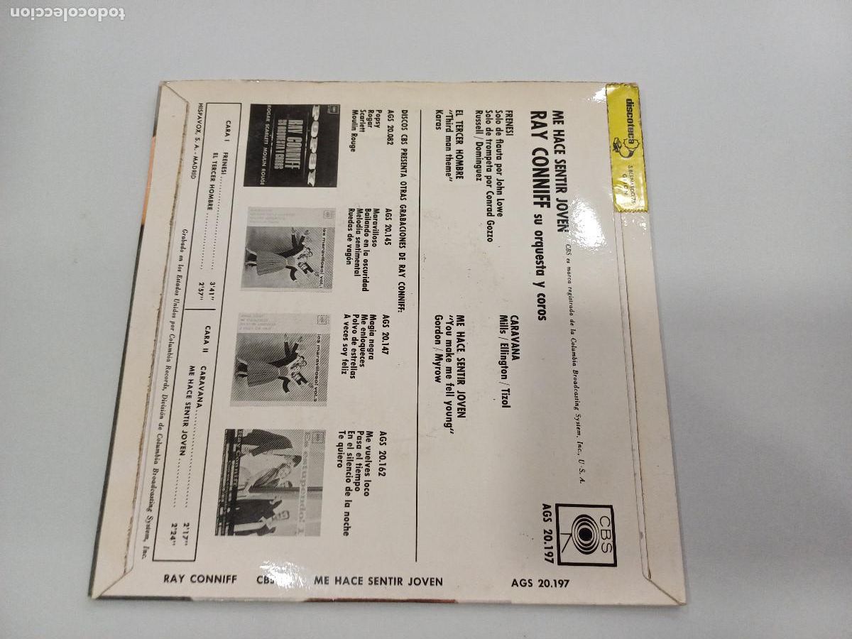Discos de vinilo: RAY CONNIFF/ME HACE SENTIR JOVEN/SINGLE. - Foto 3