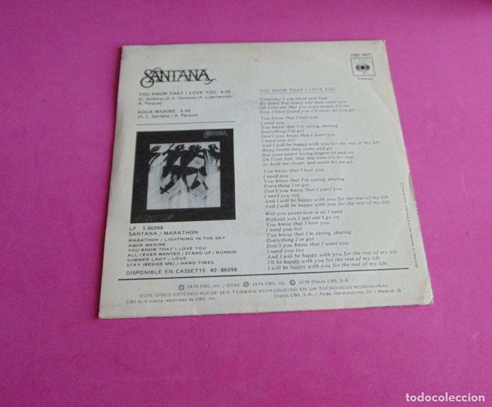 Discos de vinilo: Santana &ndash; Tu Sabes Que Te Quiero - SINGLE 1979 - Foto 2