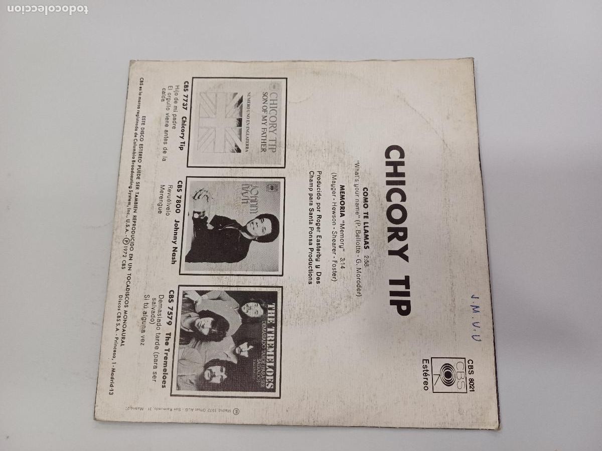 Discos de vinilo: CHICORY TIP/COMO TE LLAMAS/SINGLE. - Foto 3