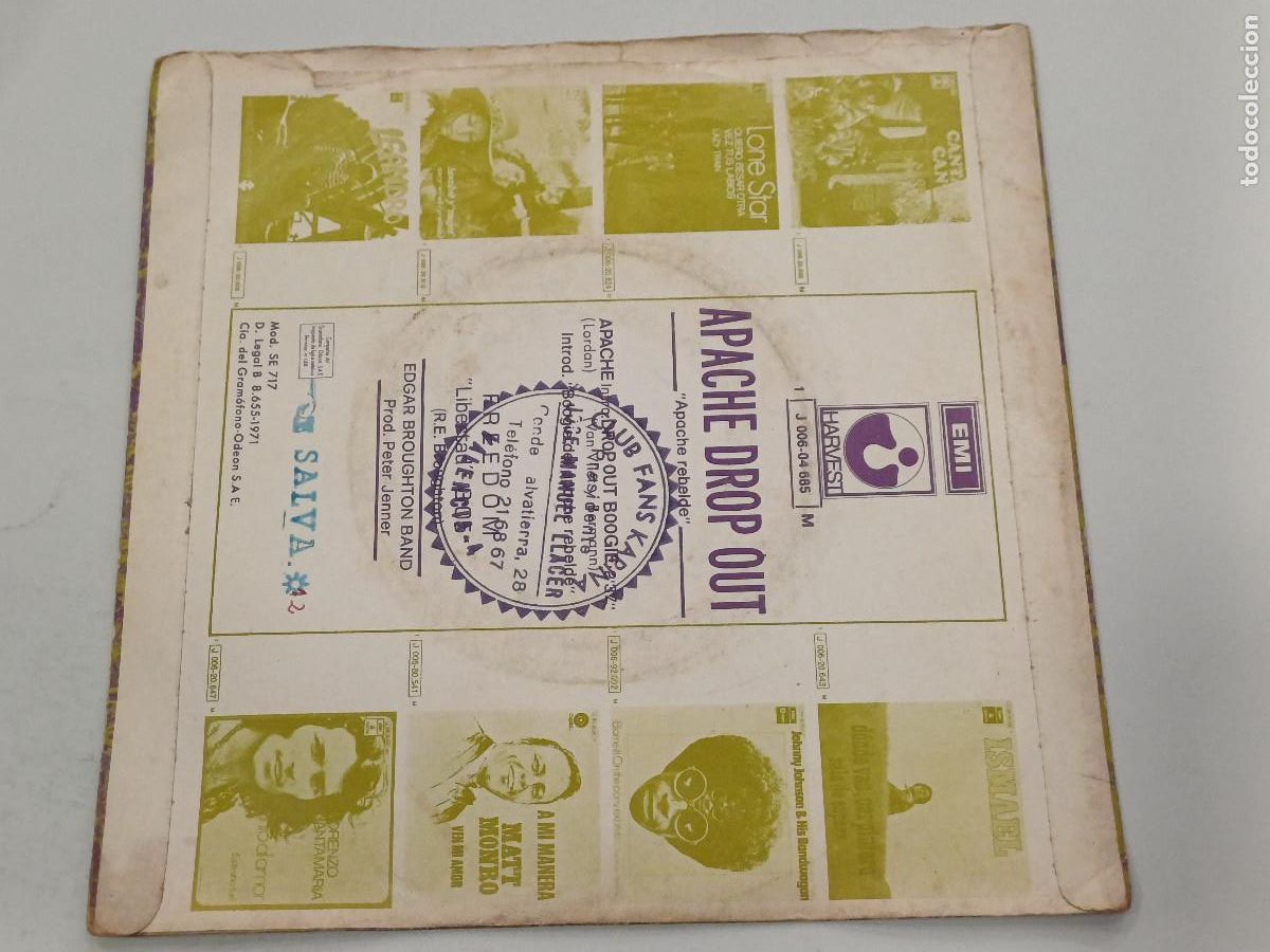 Discos de vinilo: EDGAR BROUGHTON BAND/APACHE DROP OUT/SINGLE. - Foto 4
