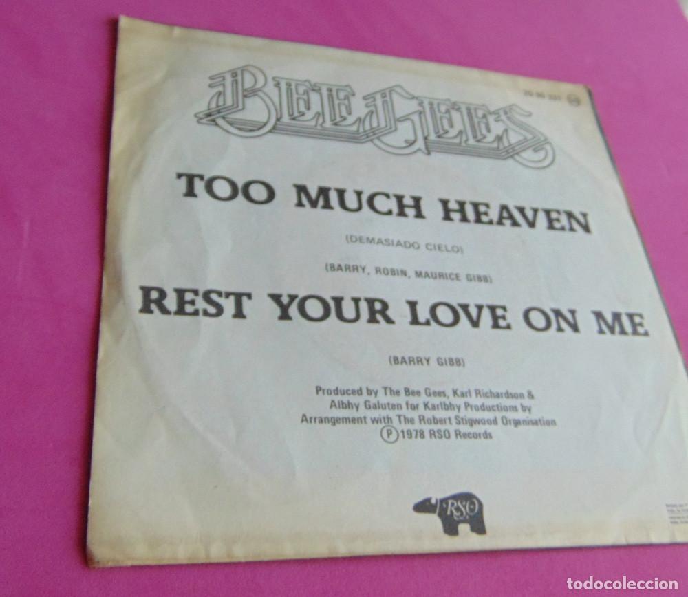 Discos de vinilo: BEE GEES - TOO MUCH HEAVEN - SINGLE 1978 - Foto 3