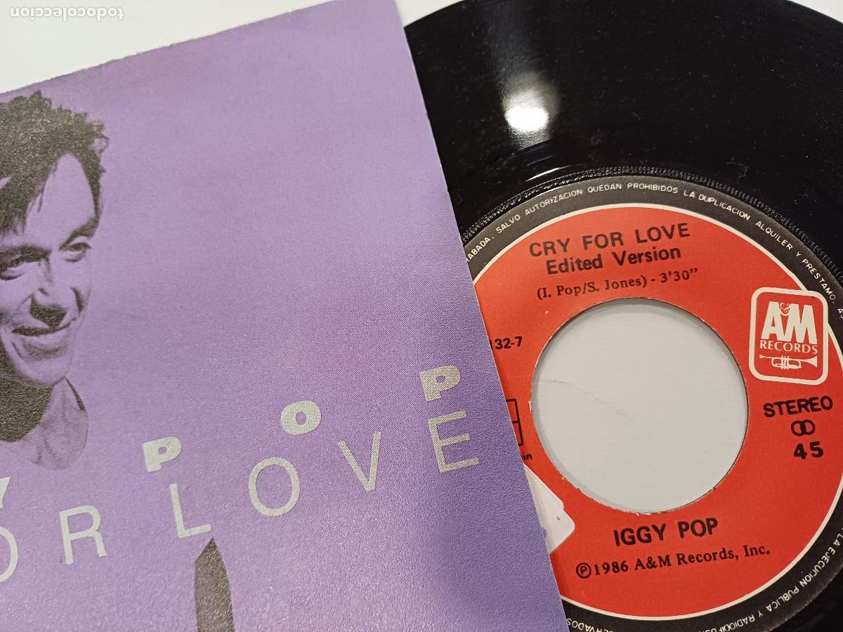 Discos de vinilo: IGGY POP/CRY FOR LOVE/SINGLE. - Foto 2