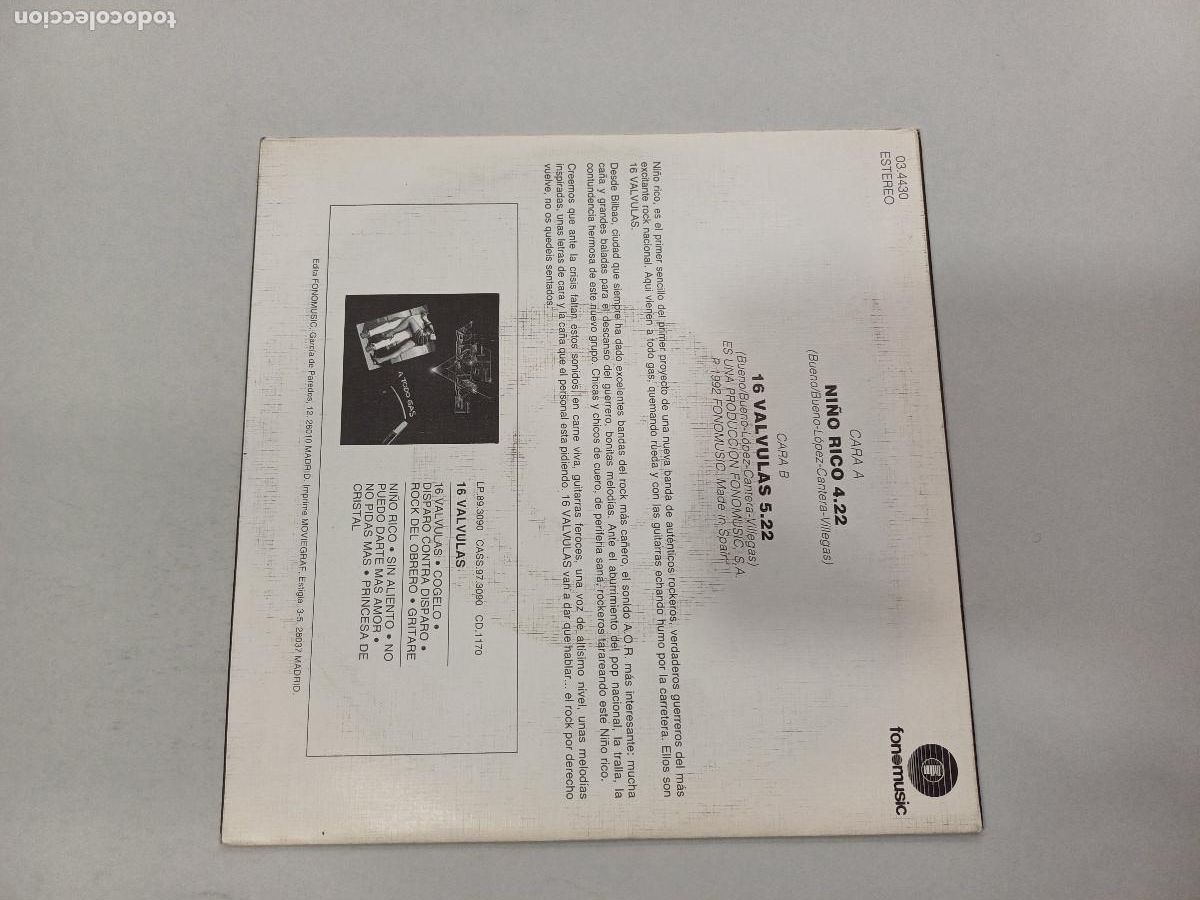 Discos de vinilo: 16 VALVULAS/A TODO GAS/SINGLE METAL. - Foto 3