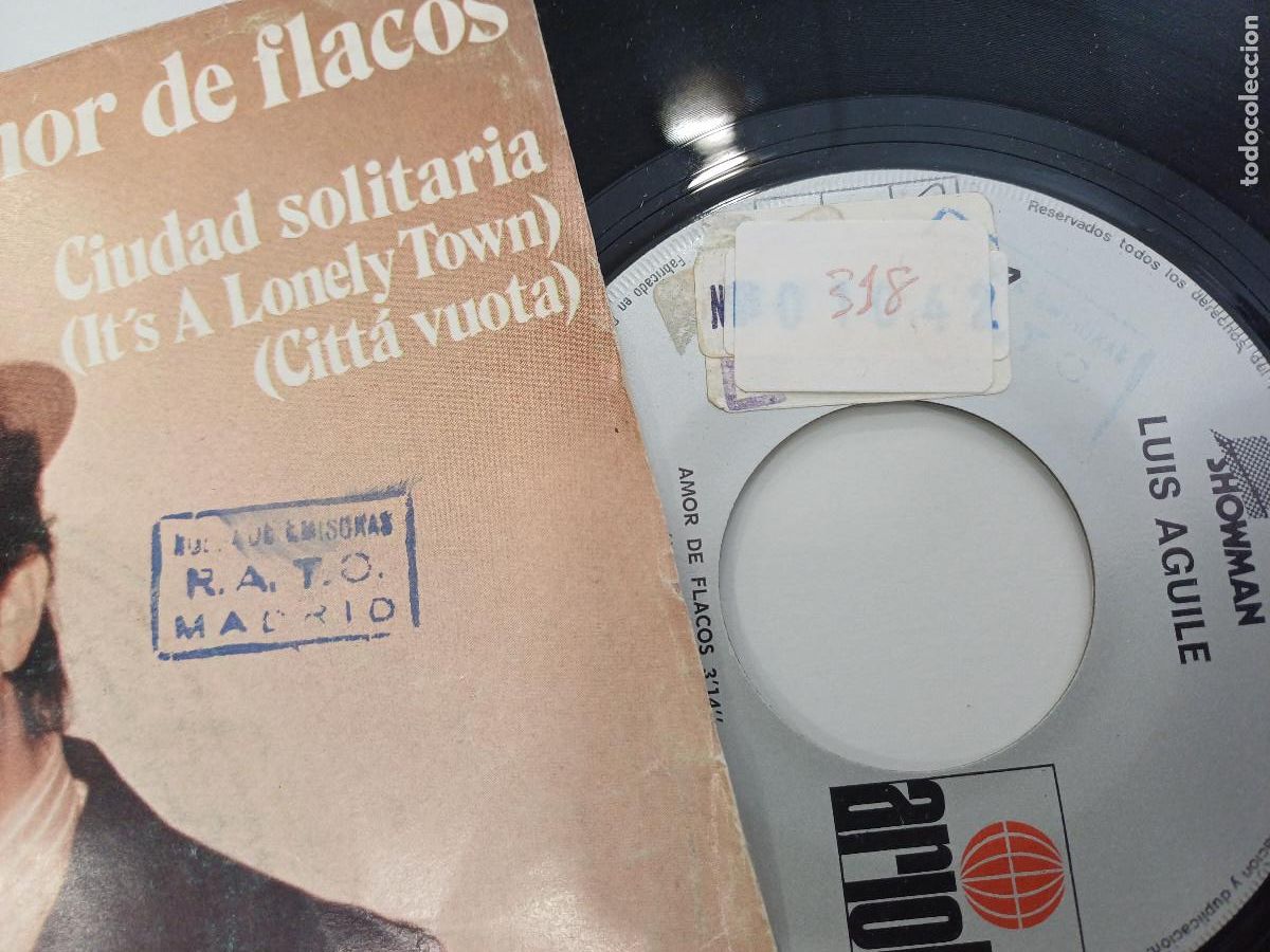 Discos de vinilo: LUIS AGUILE/AMOR DE FLACOS/SINGLE. - Foto 2
