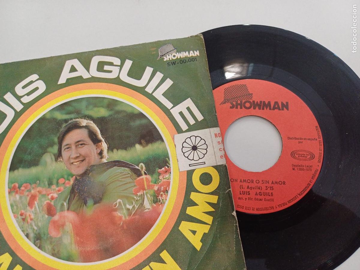 Discos de vinilo: LUIS AGUILE/CON AMOR O SIN AMOR/SINGLE. - Foto 2