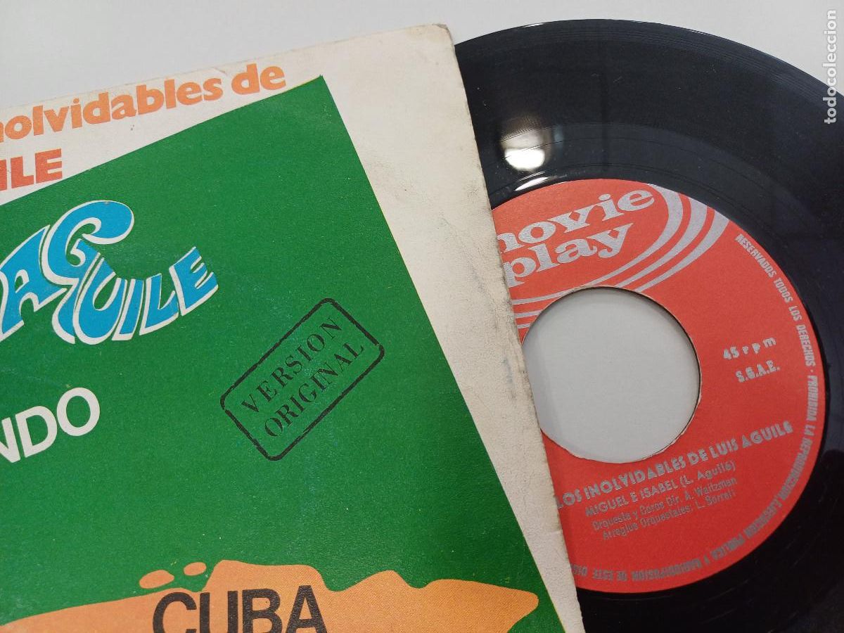 Discos de vinilo: LUIS AGUILE/CUANDO SALI DE CUBA/SINGLE. - Foto 2
