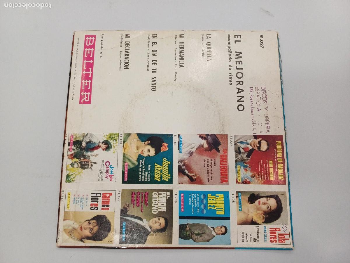 Discos de vinilo: EL MEJORANO/LA QUINIELA/SINGLE. - Foto 3