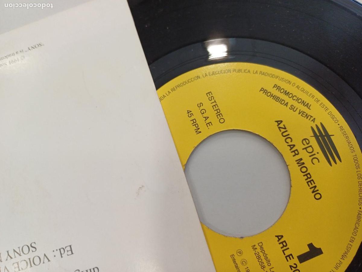 Discos de vinilo: AZUCAR MORENO/TORERO/SINGLE PROMOCIONAL. - Foto 2