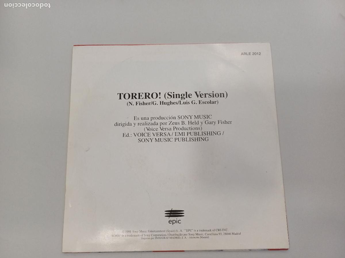 Discos de vinilo: AZUCAR MORENO/TORERO/SINGLE PROMOCIONAL. - Foto 3