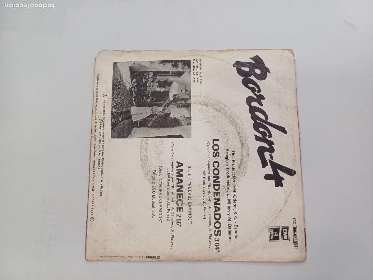 Discos de vinilo: BORDON 4/LOS CONDENADOS/SINGLE. - Foto 3