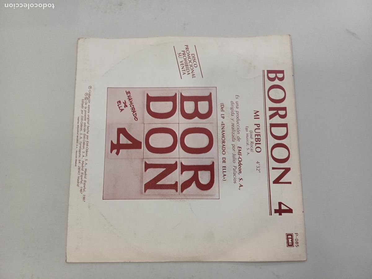 Discos de vinilo: BORDON 4/MI PUEBLO/SINGLE PROMOCIONAL. - Foto 3