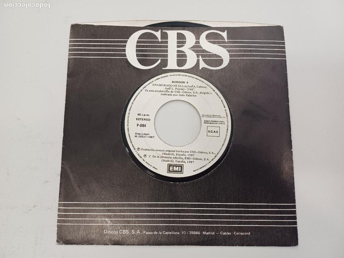 Discos de vinilo: BORDON 4/ENAMORADO DE ELLA/SINGLE PROMOCIONAL. - Foto 2