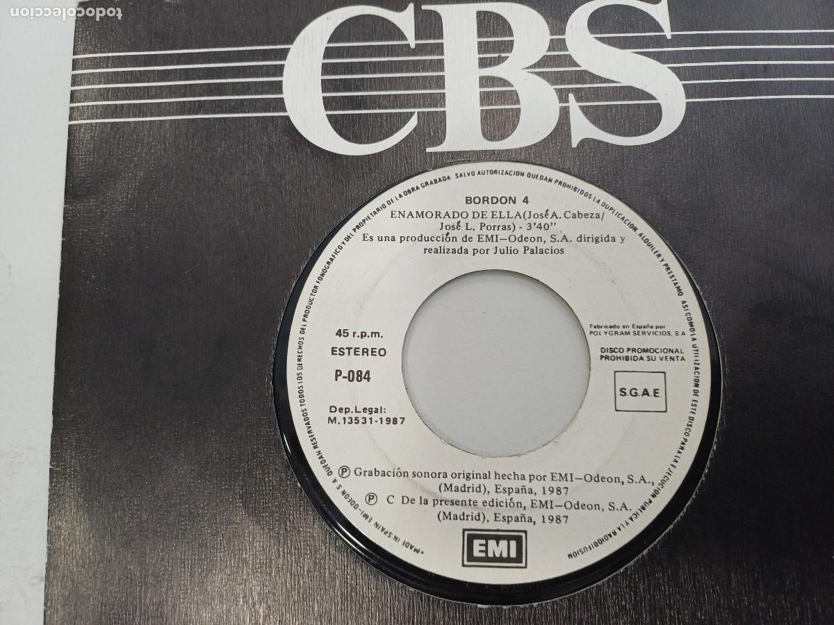 Discos de vinilo: BORDON 4/ENAMORADO DE ELLA/SINGLE PROMOCIONAL. - Foto 3