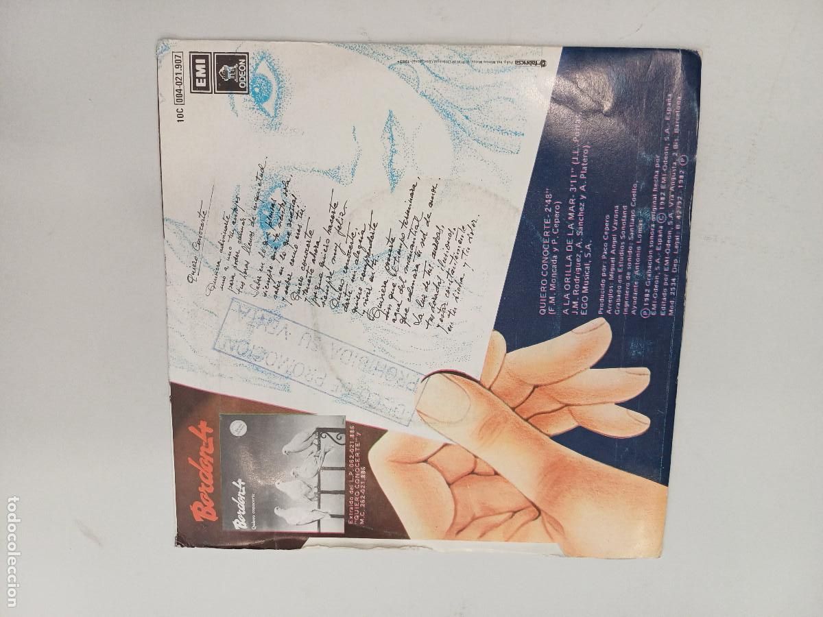 Discos de vinilo: BORDON 4/QUIERO CONOCERTE/SINGLE PROMOCIONAL. - Foto 3