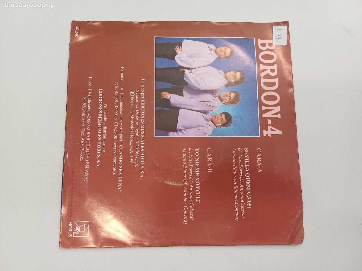Discos de vinilo: BORDON 4/SEVILLA QUEMA/SINGLE. - Foto 3