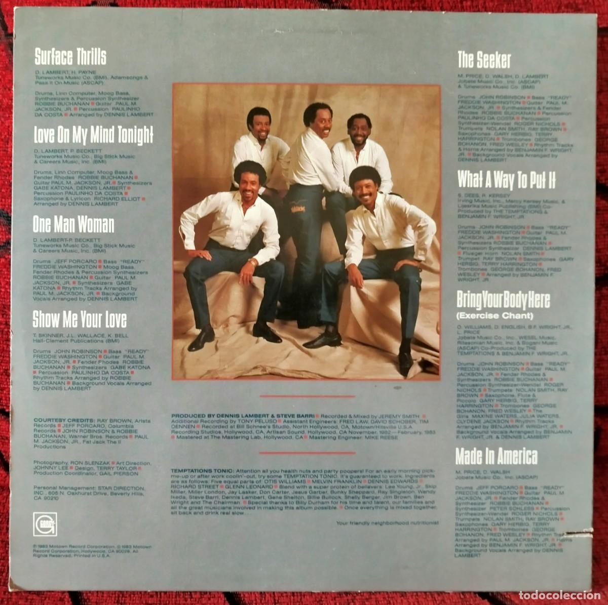 Discos de vinilo: THE TEMPTATIONS ** Surface Thrills ** 1983 USA LP VINILO - Foto 2