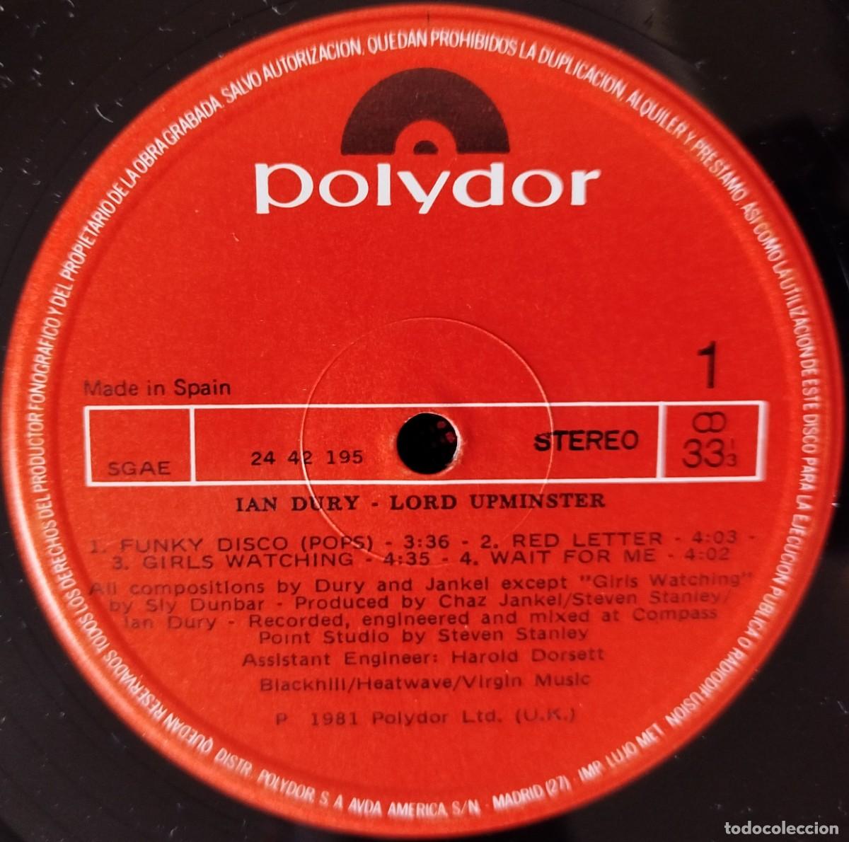 Discos de vinilo: IAN DURY ** Lord Upminster ** VINILO LP 1981 - Foto 3