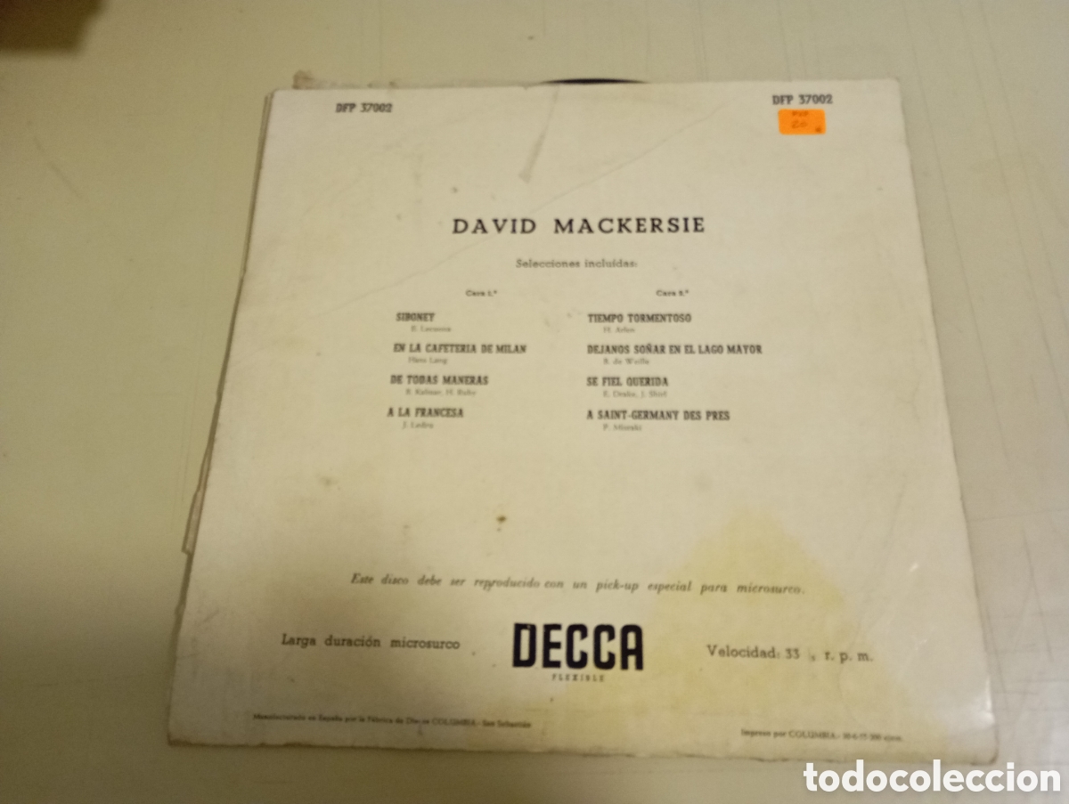 Discos de vinilo: DAVID MACKERSIE, DECCA, 33 R.P.M. - Foto 2