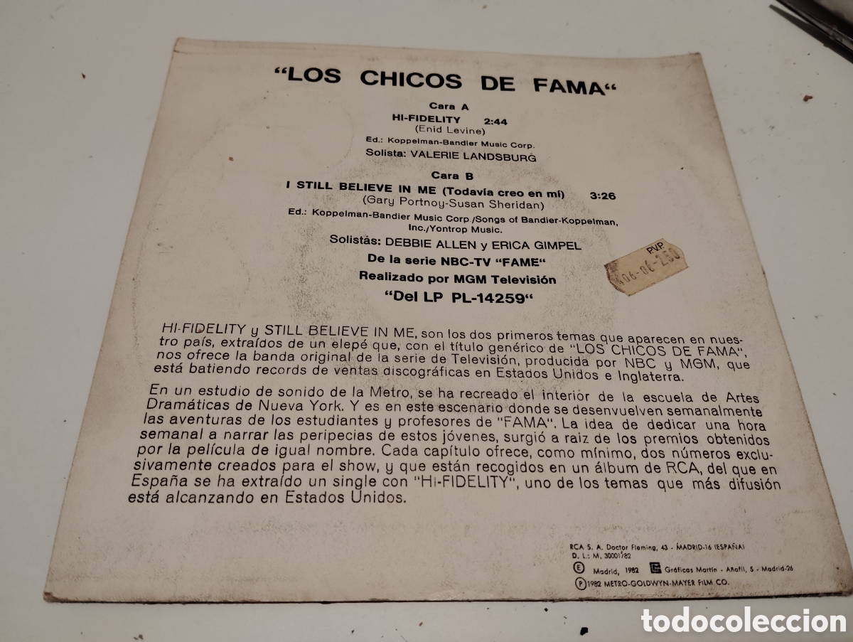 Discos de vinilo: FAMA - LOS CHICOS DE FAMA , 1982. - Foto 2