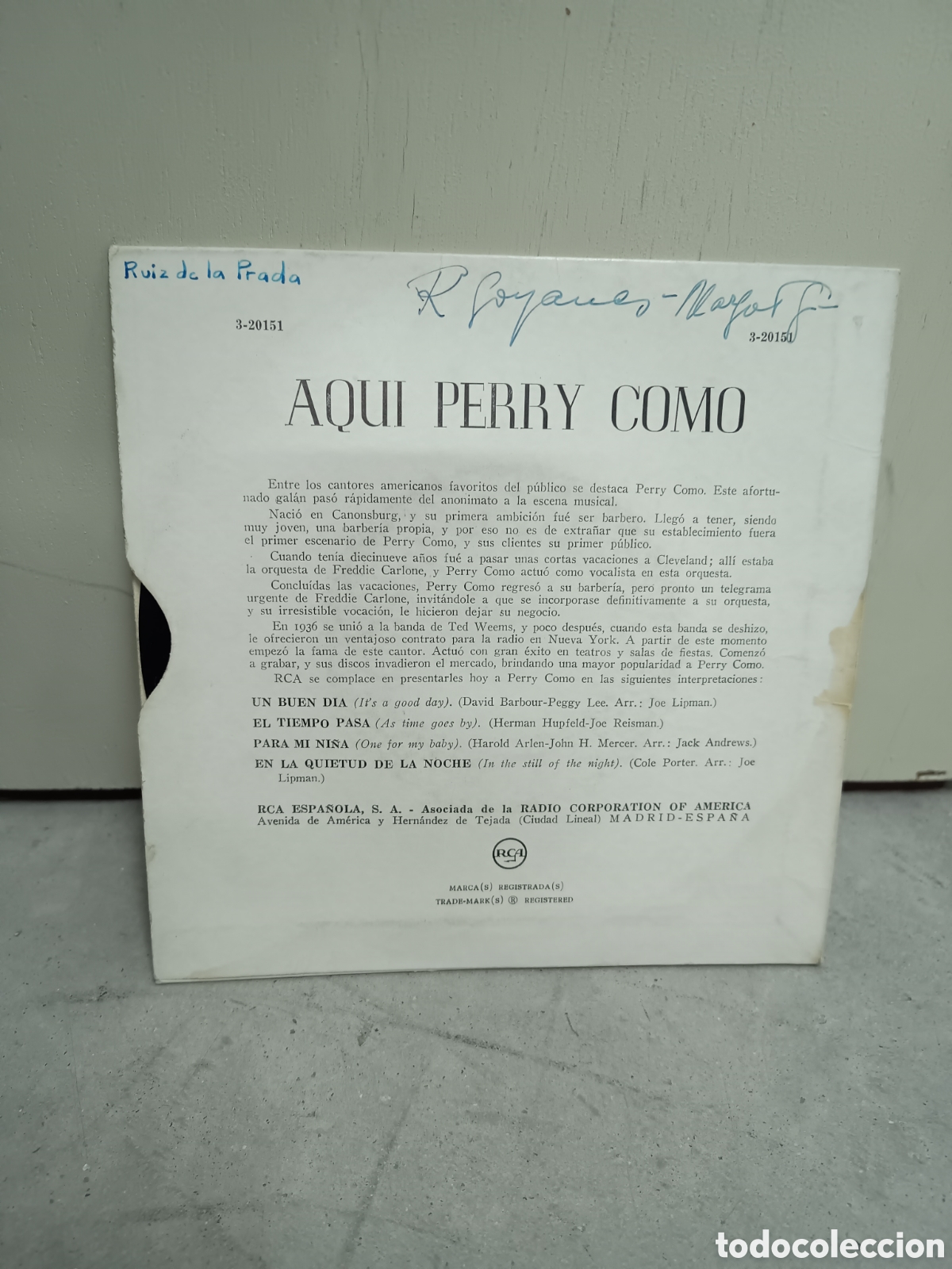 Discos de vinilo: PERRY COMO - AQUI PERRY COMO - Foto 2