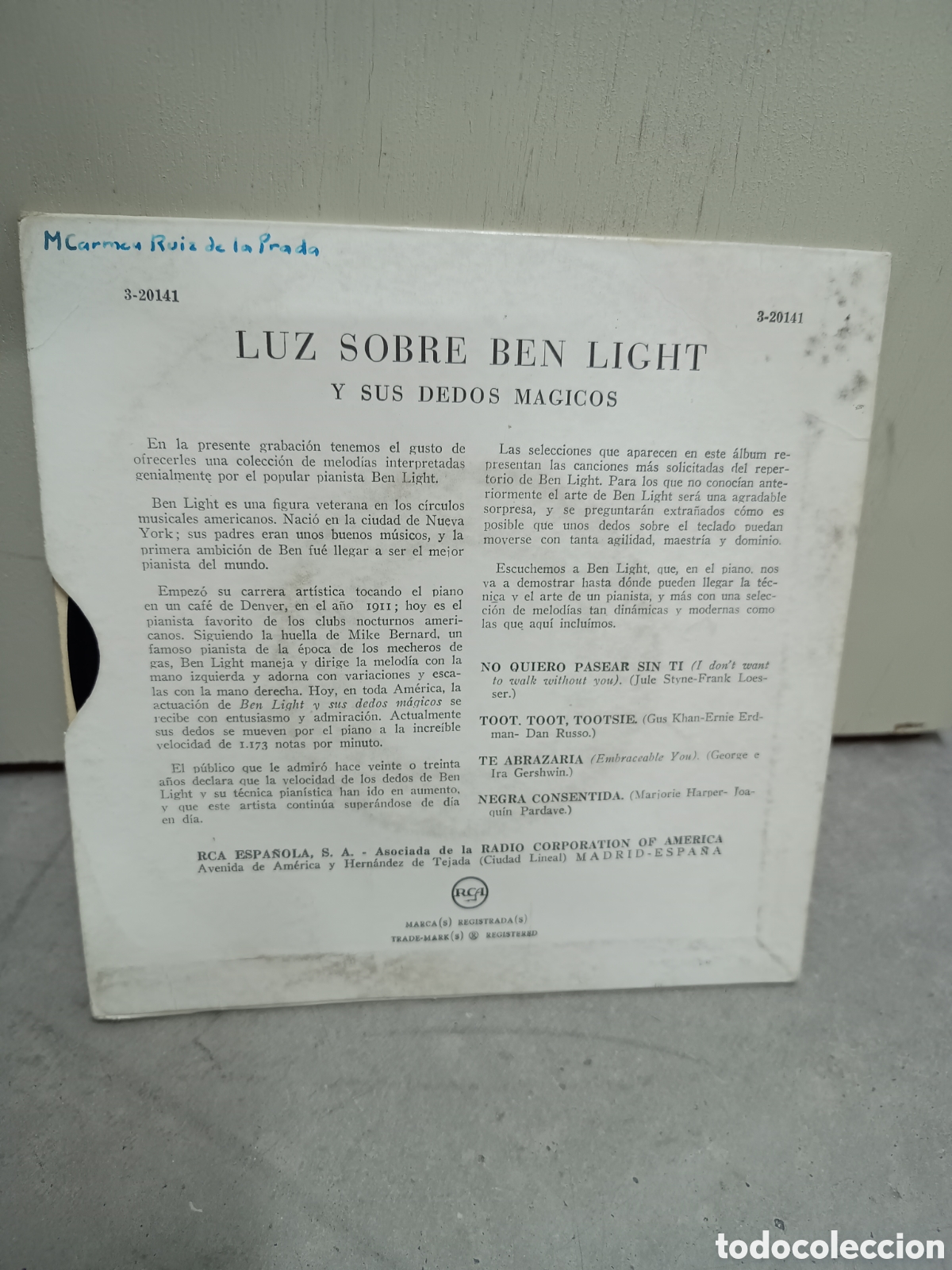 Discos de vinilo: LUZ SOBRE BEN LIGHT Y SUS DEDOS MAGICOS - Foto 2