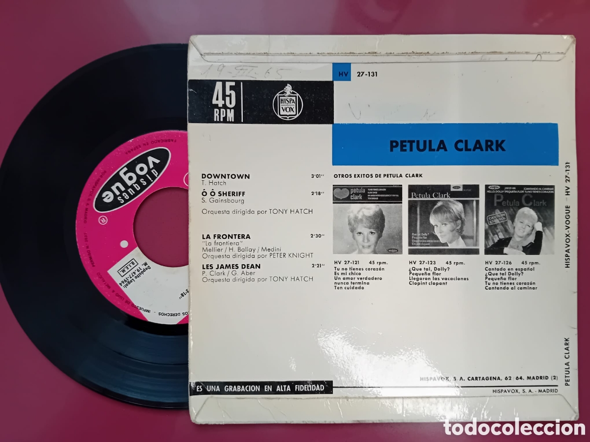 Discos de vinilo: Vinilo 45 - PETULA CLARK - Downtown - 1964 - Foto 3