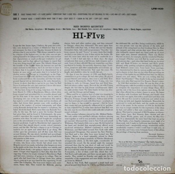 Discos de vinilo: Red Norvo Quintet - HI-FIve (LP Vinilo) - Foto 4