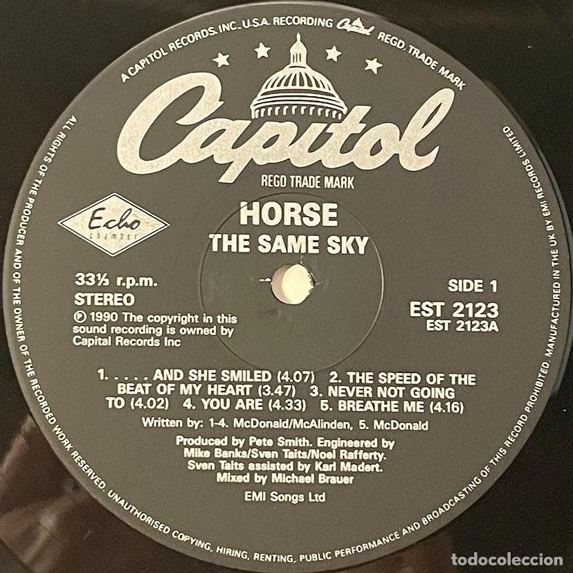 Discos de vinilo: HORSE - THE SAME SKY / LP CAPITOL 1990 / UK - Foto 5