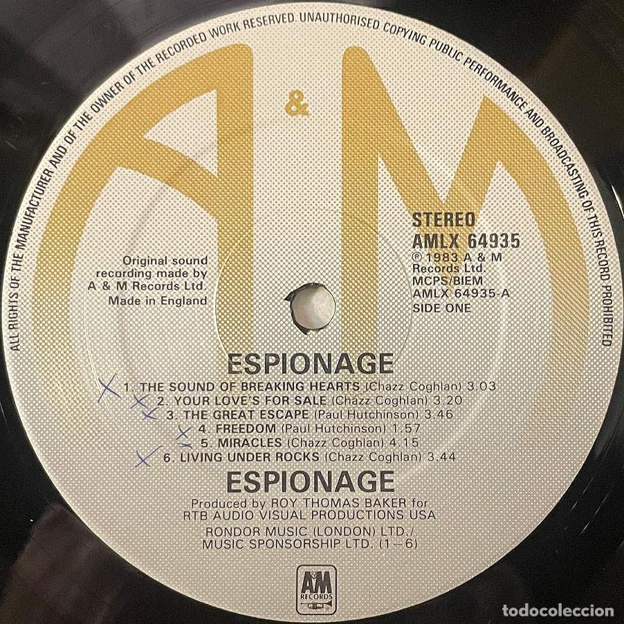 Discos de vinilo: ESPIONAGE - ESPIONAGE / LP A&M RECORDS 1983 / UK - Foto 3