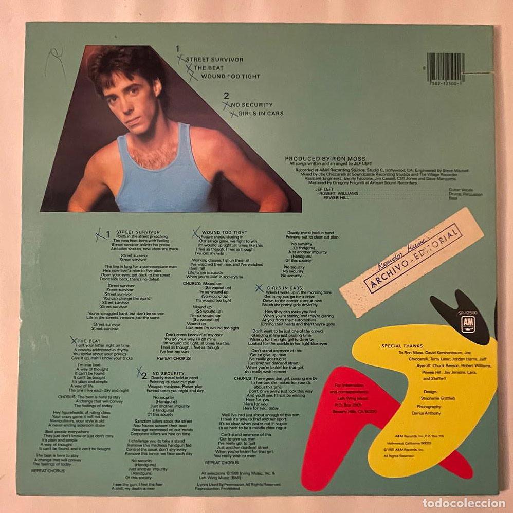 Discos de vinilo: JEF LEFT - JEF LEFT / LP A&M RECORDS 1981 / USA - Foto 2