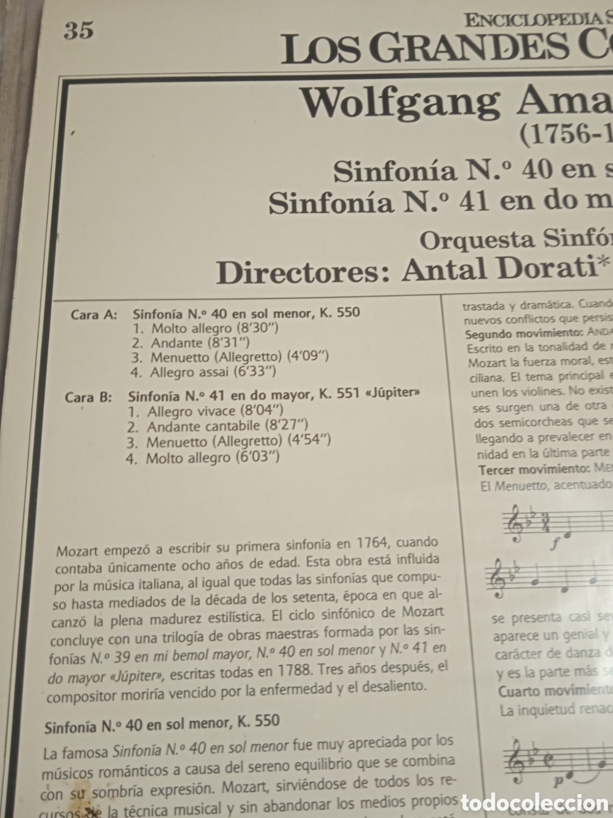 Discos de vinilo: Mozart - sinfon&iacute;a n40 - Foto 2