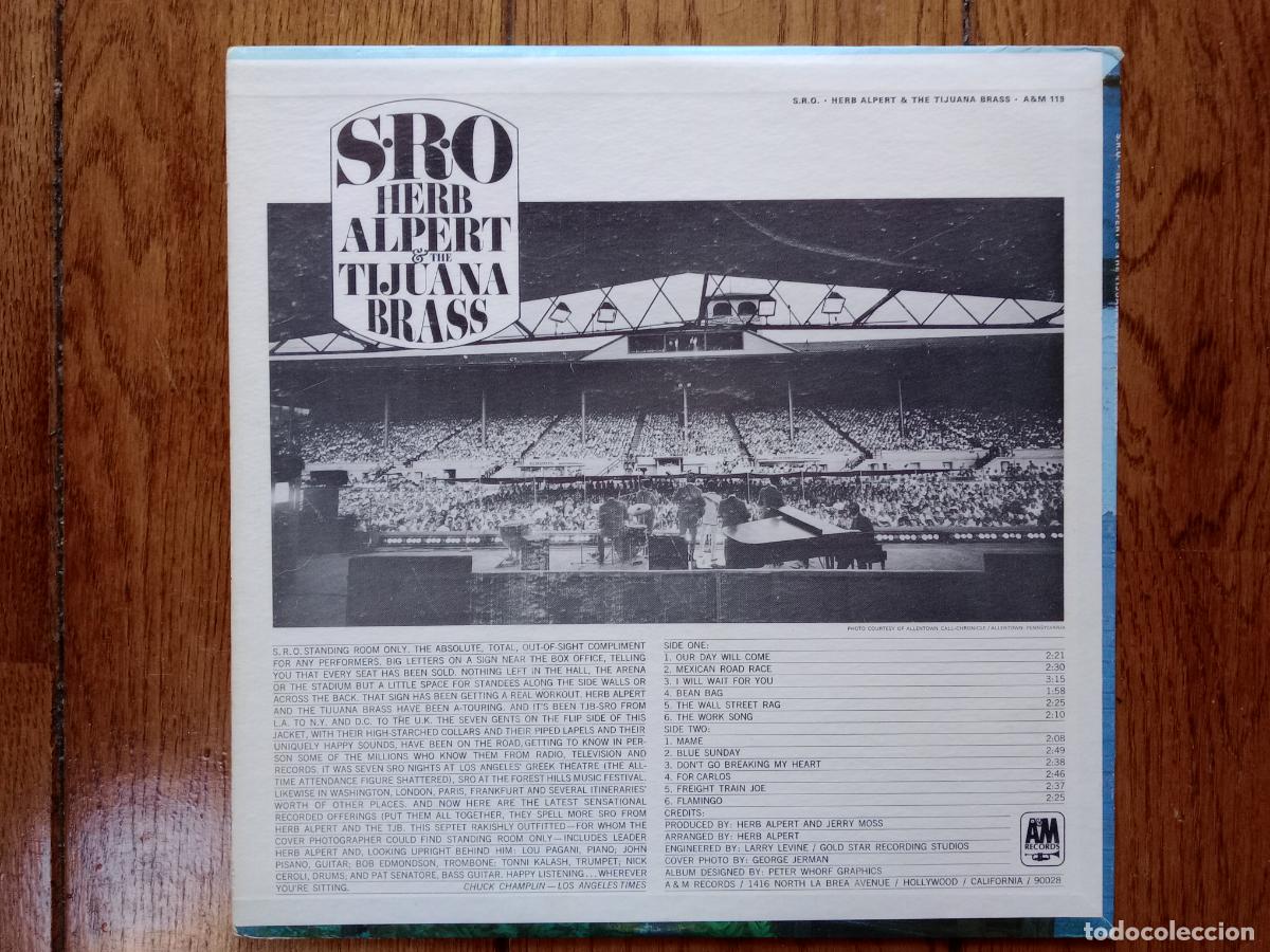 Discos de vinilo: Herb Alpert & the Tijuana Brass - SRO - Foto 2