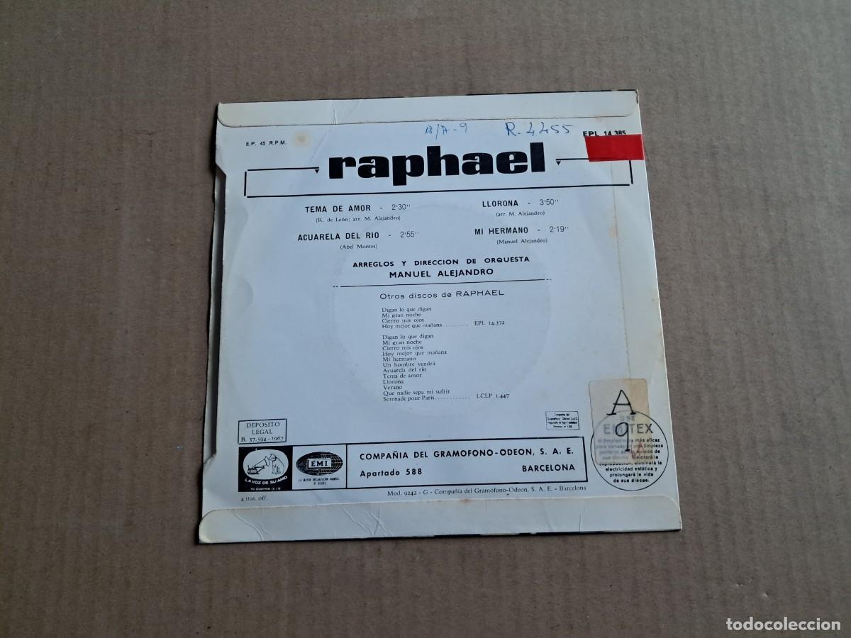 Discos de vinilo: RAPHAEL - TEMA DE AMOR EP 4 TEMAS 1967 - Foto 3