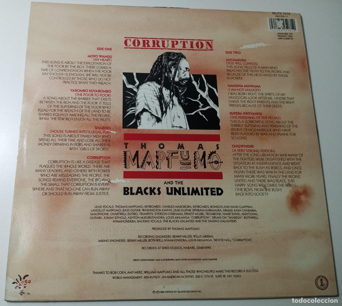 Discos de vinilo: Thomas Mapfumo and The blacks unlimited &lrm;&ndash; Corruption - Foto 2