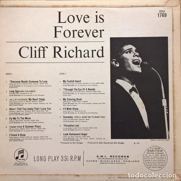 Discos de vinilo: Cliff Richard lp Love Is Forever . - Foto 2