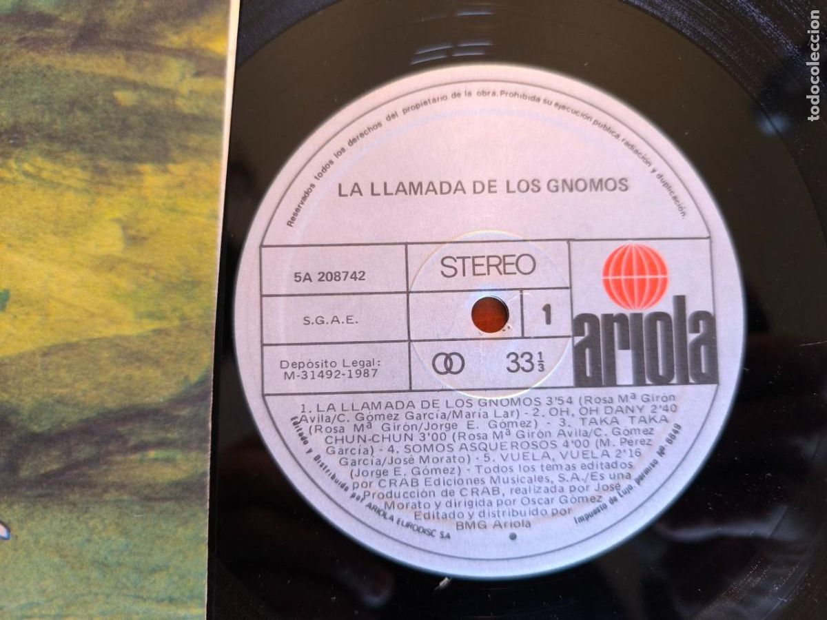 Discos de vinilo: LP LA LLAMADA DE LOS GNOMOS BSO (Espa&ntilde;a - Ariola - 1987) COMO NUEVO!! - Foto 3