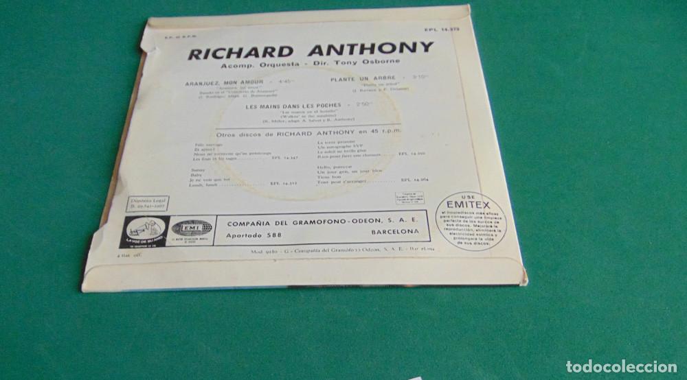 Discos de vinilo: RICHARD ANTHONY - ARANJUEZ MON AMOUR + 2 - EP 1967 - Foto 2