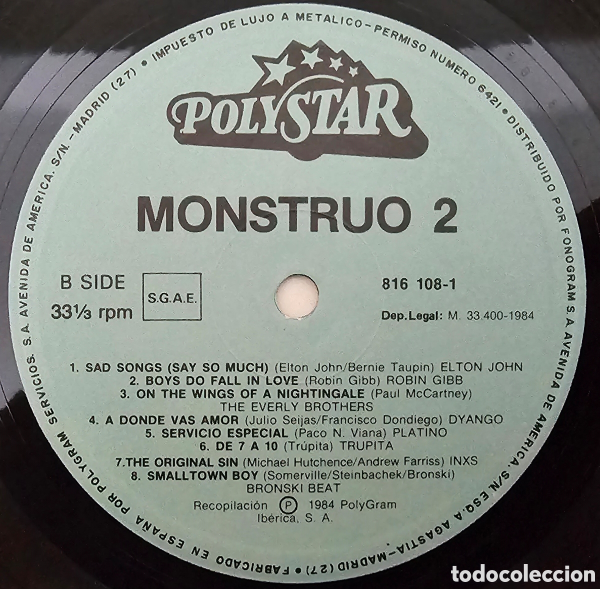 Discos de vinilo: 2 LPs V/A MONSTRUO 2 (Espa&ntilde;a - Polystar - 1984) - Foto 9