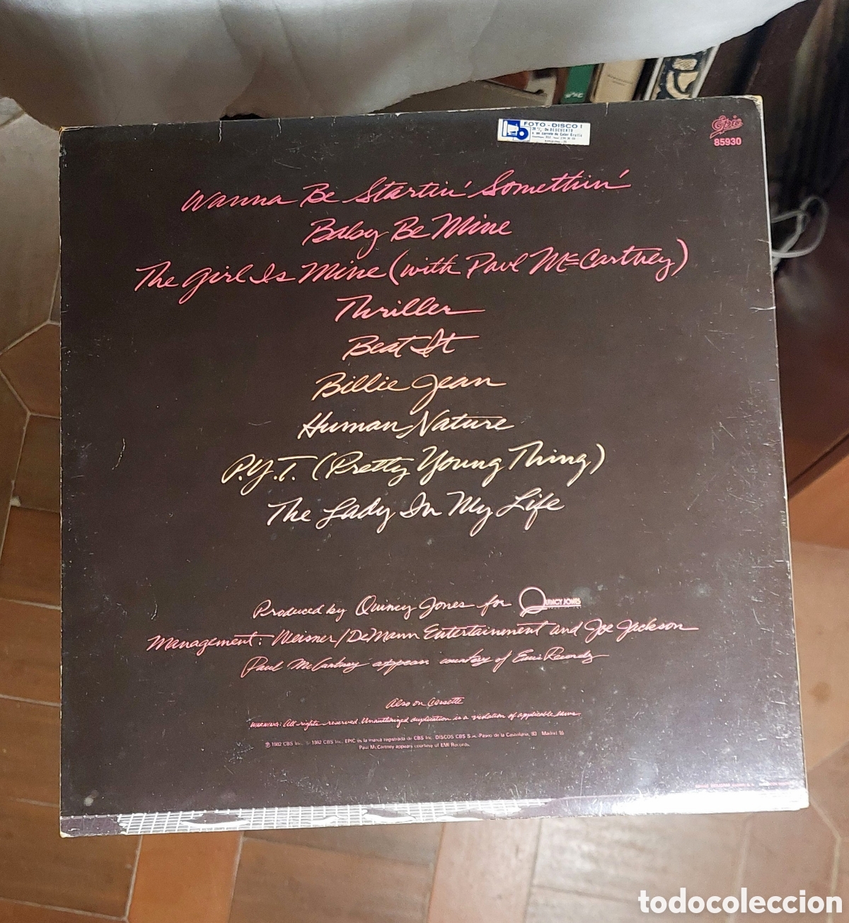 Discos de vinilo: Vinilo &rdquo;Thriller&rdquo; Michael Jackson - 1982- LP - Epic (CBS Inc.) - Foto 2