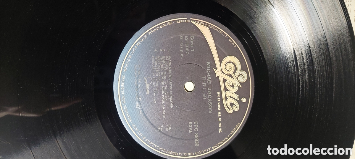 Discos de vinilo: Vinilo &rdquo;Thriller&rdquo; Michael Jackson - 1982- LP - Epic (CBS Inc.) - Foto 5